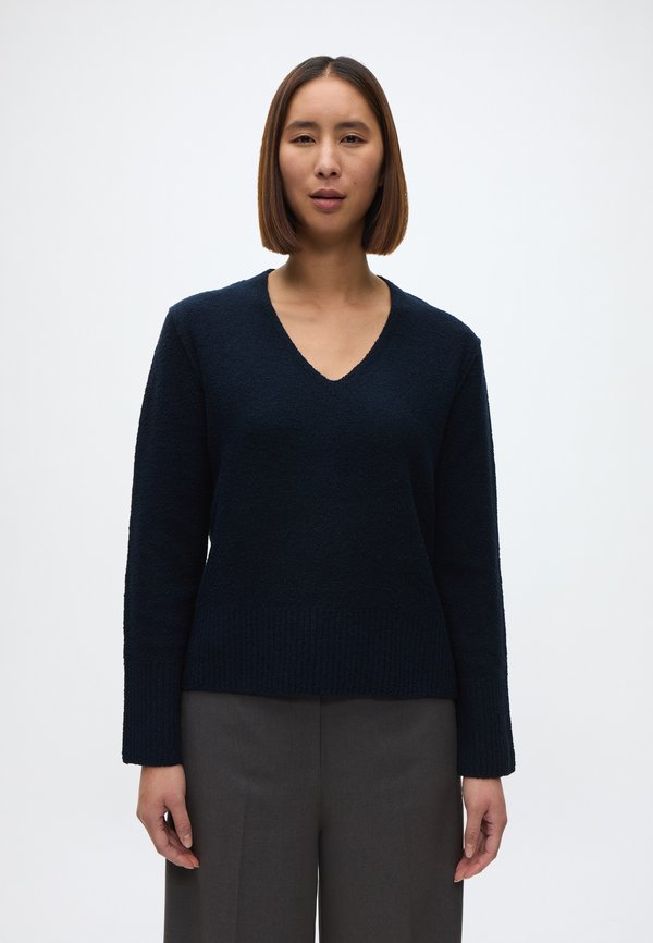 TOM TAILOR KNIT BOUCLE V-NECK - Jumper - sky captain blue