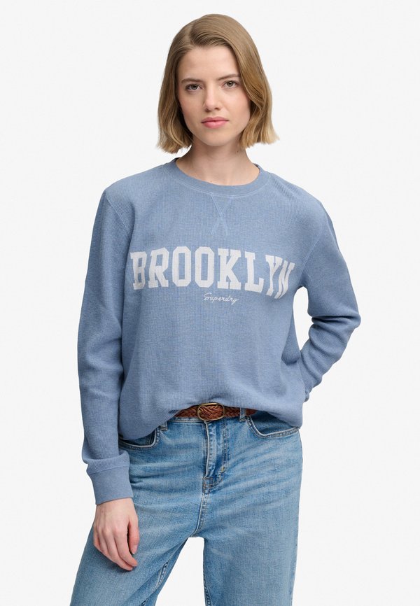 Superdry & Co SUPERDRY ATHLETIC ESSENTIAL GRAPHIC LONG SLEEVE TOP.. - Long sleeved top - tidal blue marl