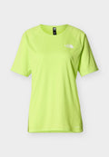 Hellgrünes, kurzärmeliges, sportliches T-Shirt mit Rundhalsausschnitt und kleinem weißen The North Face Logo auf der linken Brust.
