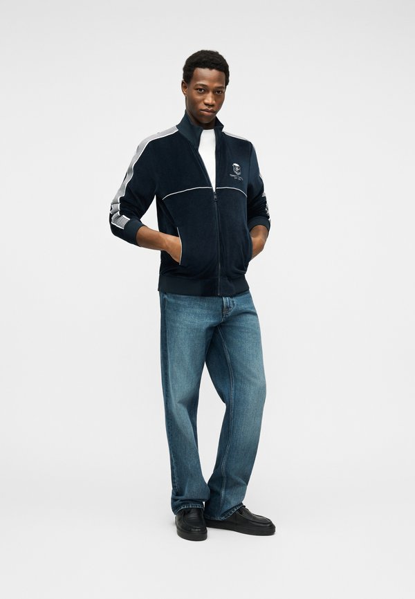 Tommy Hilfiger COLOUR-BLOCKED VELOUR ZIP-THRU TRACK JACKET