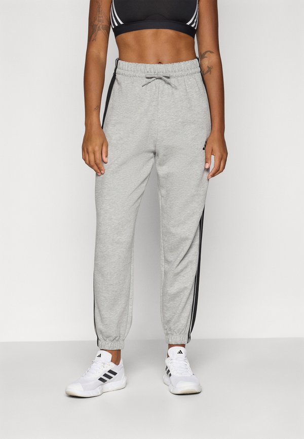 adidas Sportswear ESSENTIALS 3 STRIPES LOOSE PANTS - Tracksuit bottoms - grey/black