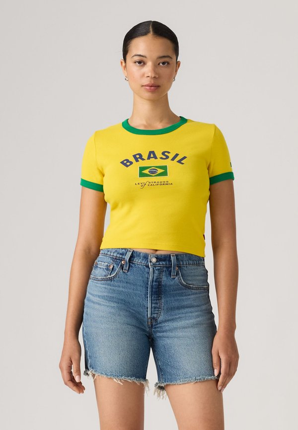 Levi's® FOOTBALL RINGER - Print T-shirt - yellow/green/blue