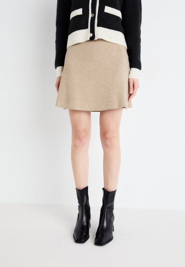Vero Moda VMGOLD SKATER SKIRT - Mini skirt - silver-coloured mink melange