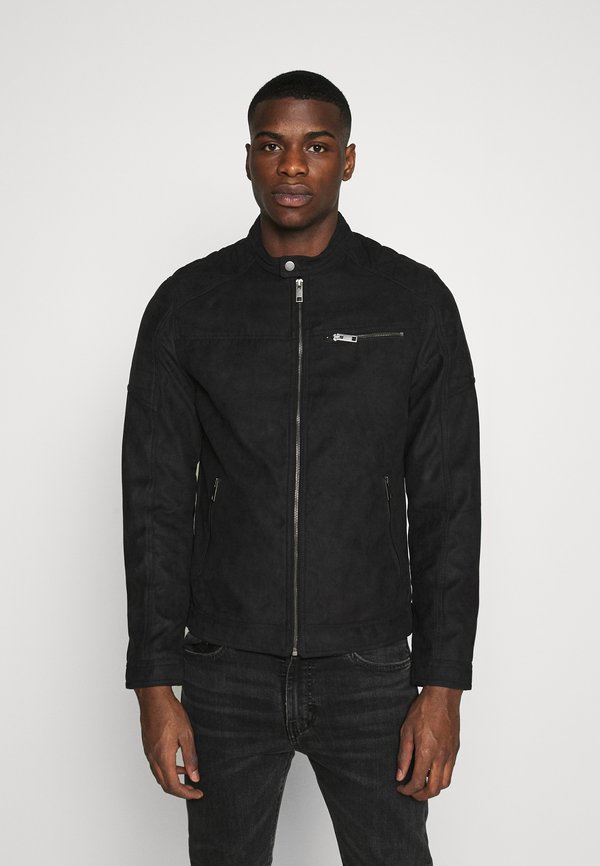 Jack & Jones EROCKY BIKER REGULAR FIT - Faux leather jacket - jet black
