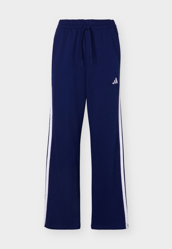 adidas Sportswear ESSENTIALS 3 STRIPES OPEN HEM PANTS - Tracksuit bottoms - dark blue/white
