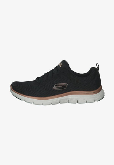 Skechers FLEX APPEAL 4.0 - Trainers - black mesh / rose gold trim