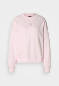 Hellrosa Sweatshirt aus Baumwollmischung, mit einem Rundhalsausschnitt, langen Ärmeln, gerippten Bündchen und einem kleinen Logodetail auf der Brust.