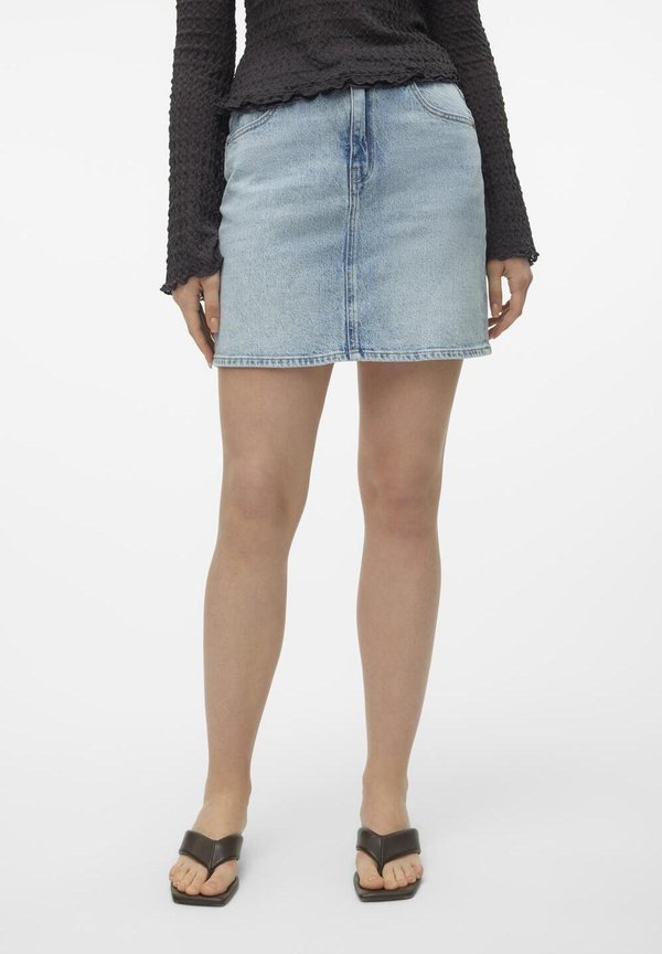 Vero Moda VMTESSA SKIRT - Mini skirt - light blue denim