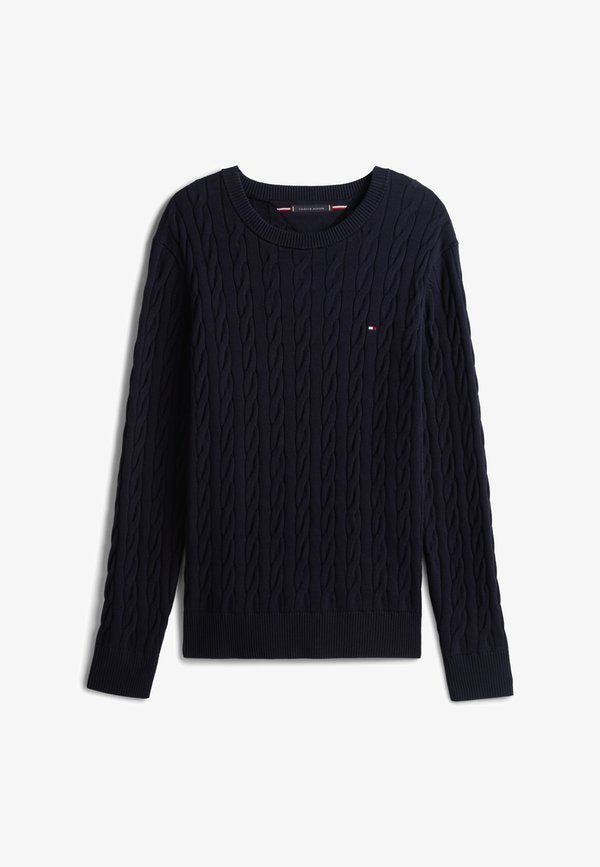 Tommy Hilfiger CLASSIC CABLE CREW NECK  ELEVATED ESSENTIALS - Jumper - desert sky