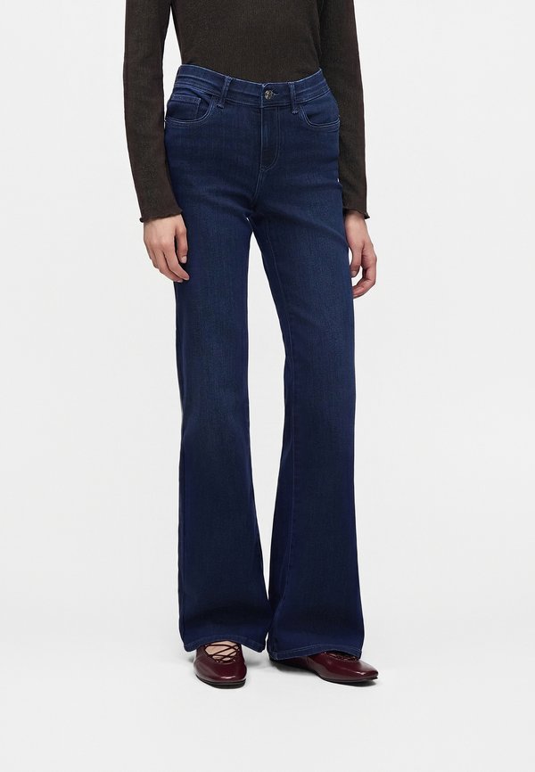 ONLY ONLLINEA MID WAIST - Flared Jeans - blue black denim
