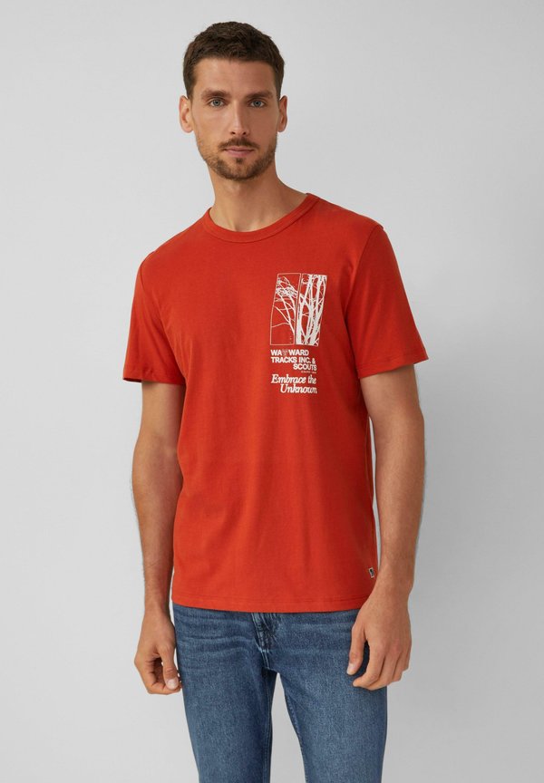 s.Oliver MIT ARTWORK - Print T-shirt - mohnrot