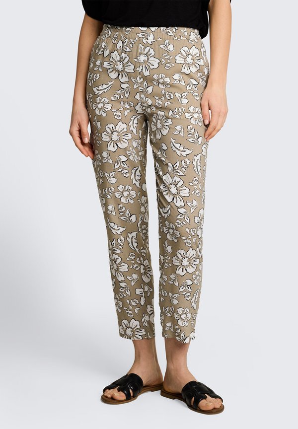 TOM TAILOR LOOSE FIT PANTS - Trousers - olive big flower design