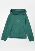 Dunkelgrüner Kapuzenpullover mit vorderer Brusttasche, weißem Nike-Logo und dem Text "Tottenham Hotspur" zentriert auf der Brust.