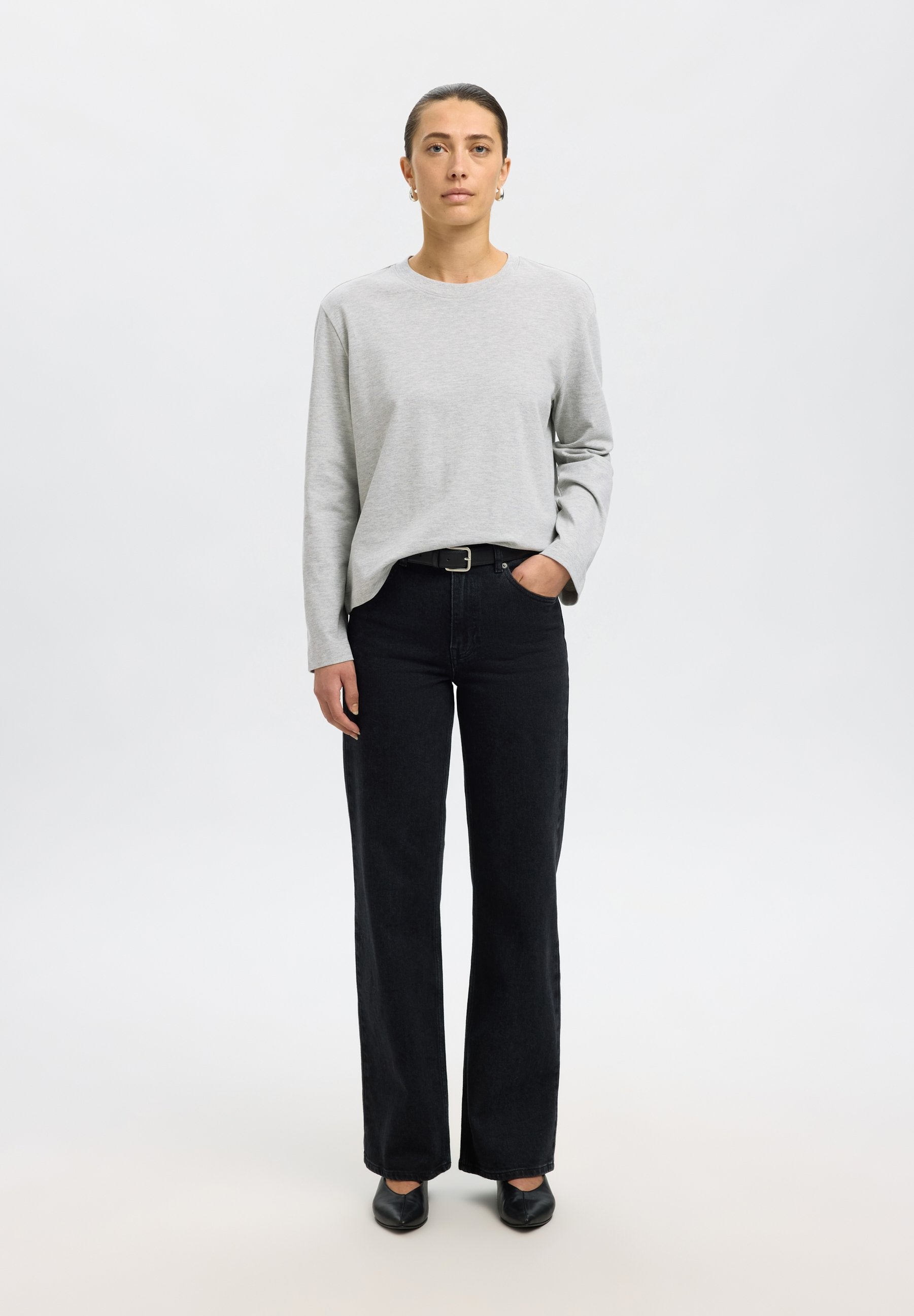 Selected SLFESSENTIAL LS BOXY TEE NOOS