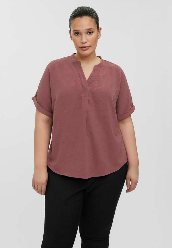 Vero Moda Curve MIT KURZEN ARMELN V-AUSSCHNITT - Blouse - rose brown