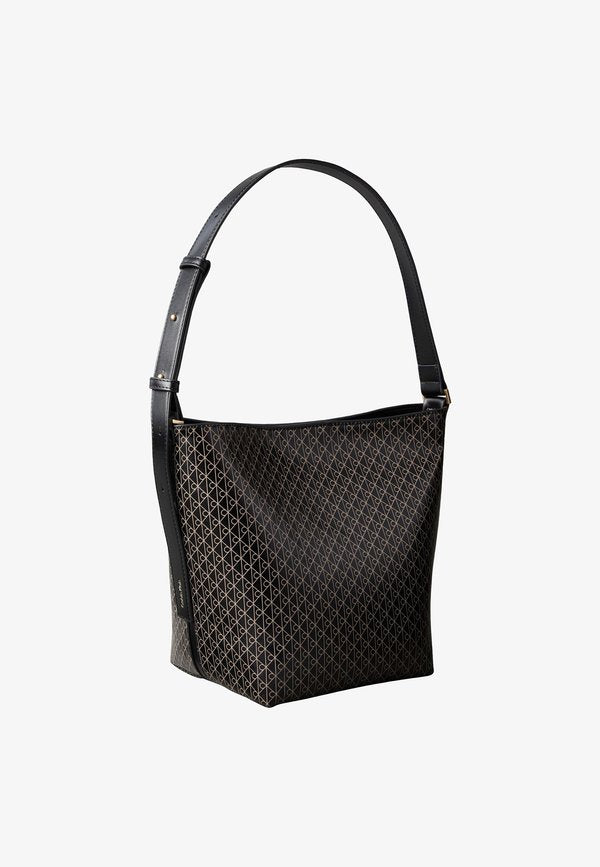 Calvin Klein EMBLEM MEDIUM BUCKET - Handbag - black