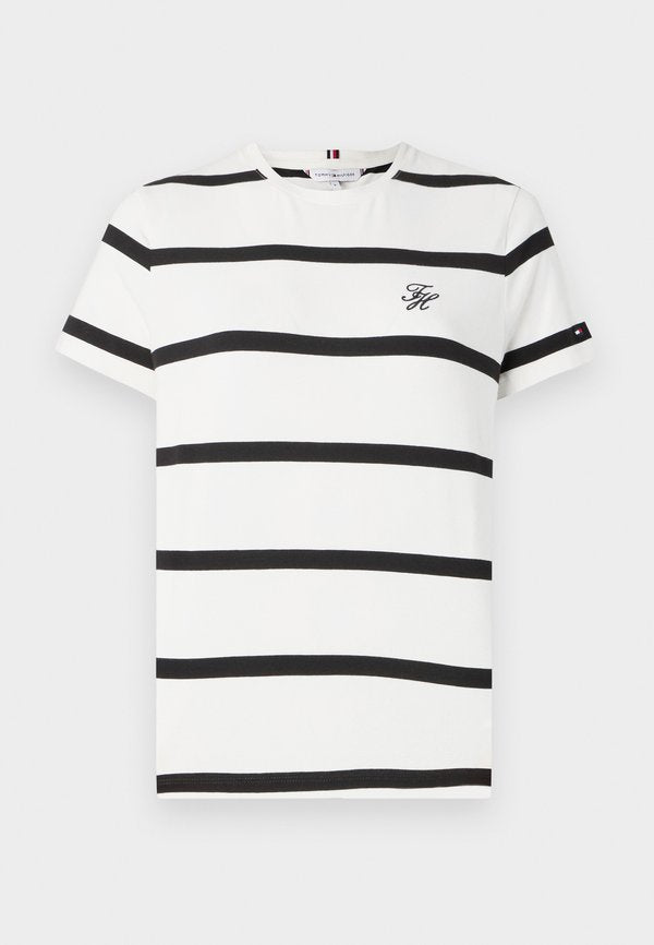 Tommy Hilfiger LOGO EMBROIDERY JERSEY CREW NECK T-SHIRT - Basic T-shirt - calico/black