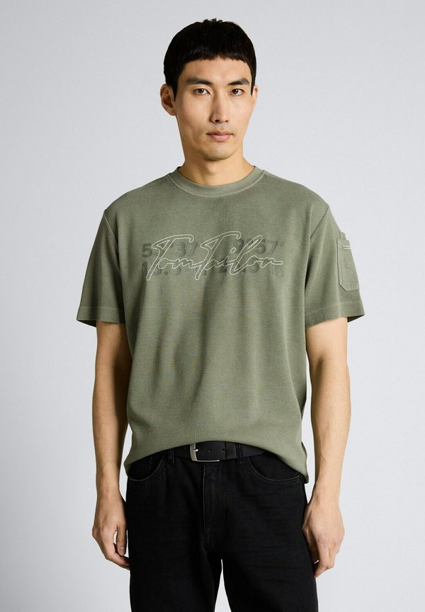 TOM TAILOR Print T-shirt - greyish shadow olive