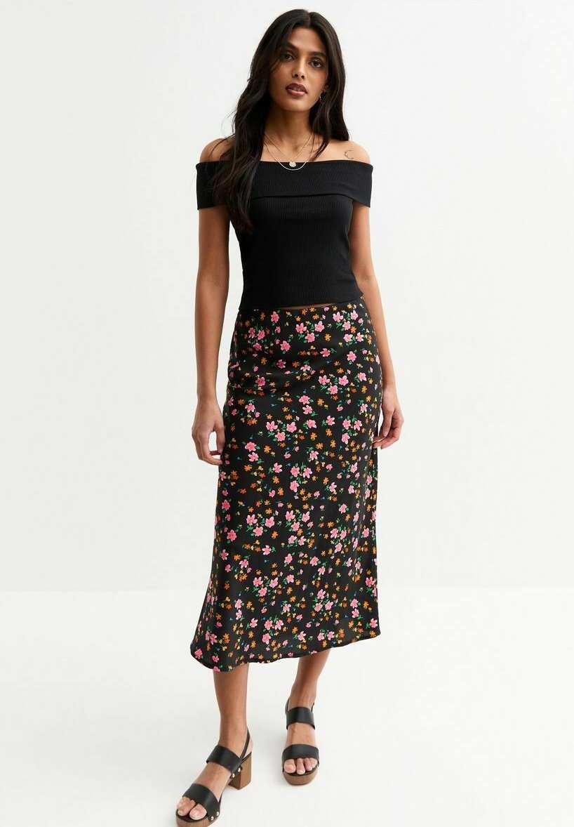 New Look FLORAL PRINT BIAS CUT MIDI