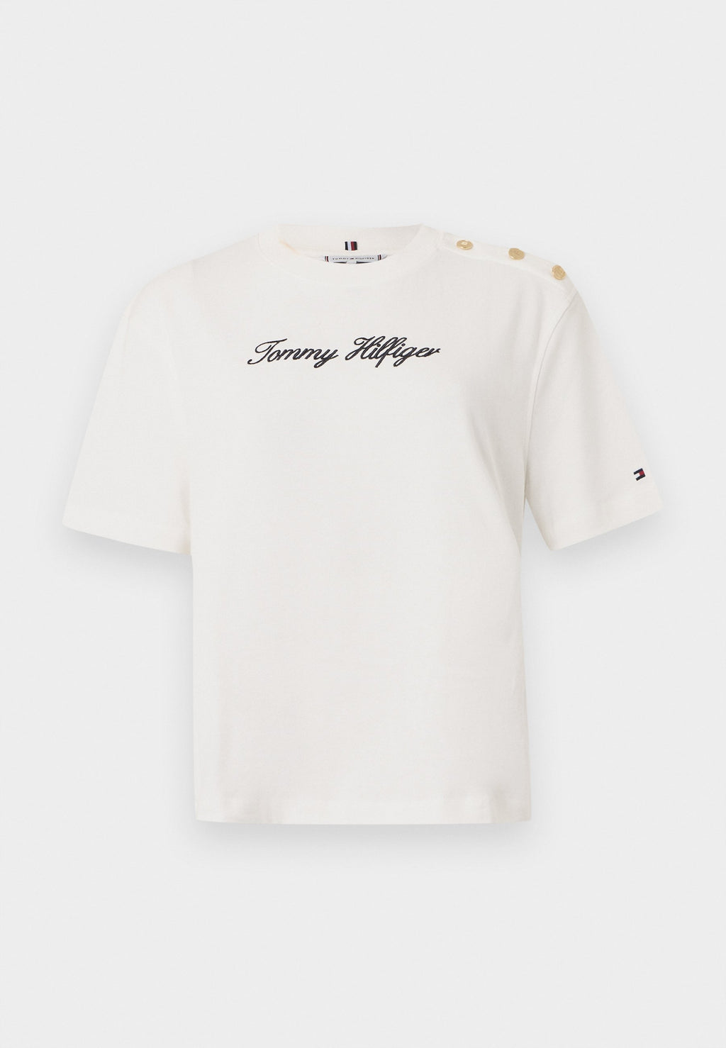 GOLD-TONE BUTTON LOGO EMBROIDERY RELAXED T-SHIRT Media 1