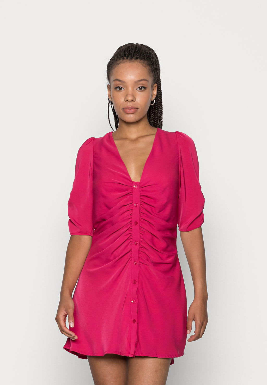 Fashion Union Petite TERESA DRESS RUCHED SLEEVE AND BODY DRESS