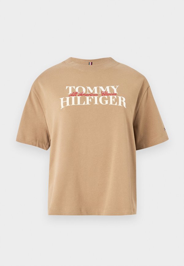 Tommy Hilfiger CLASSIC FLOCK LOGO RELAXED T-SHIRT - Print T-shirt - driftwood taupe