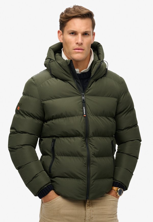 Superdry & Co HOODED SPORTS PUFFER  - Winter jacket - army khaki