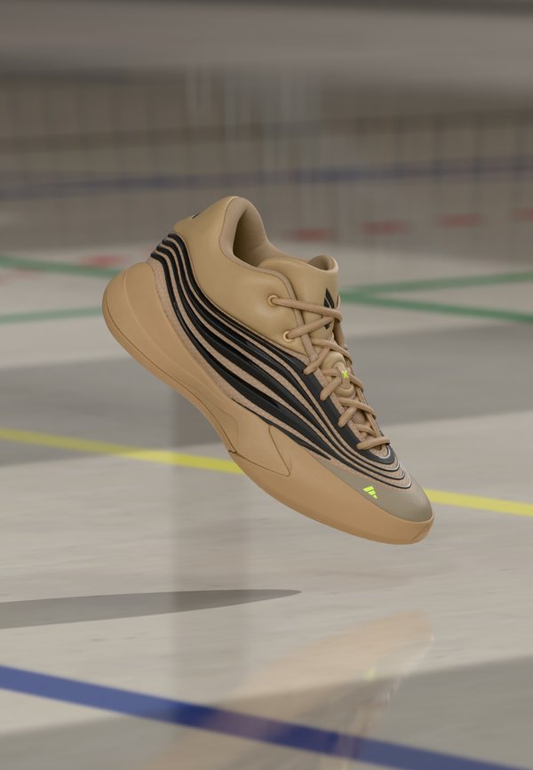 adidas Performance DAME X UNISEX - Basketball shoes - warm sandstone/core black/lucid lemon