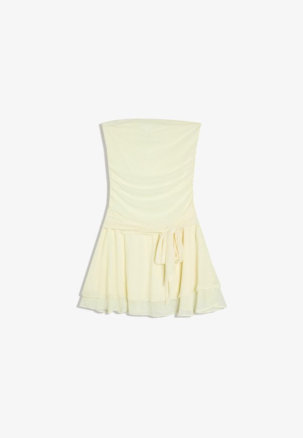 Bershka MINI BANDEAU DRESS WITH PRINTED BELT 01918692 - Day dress - yellow