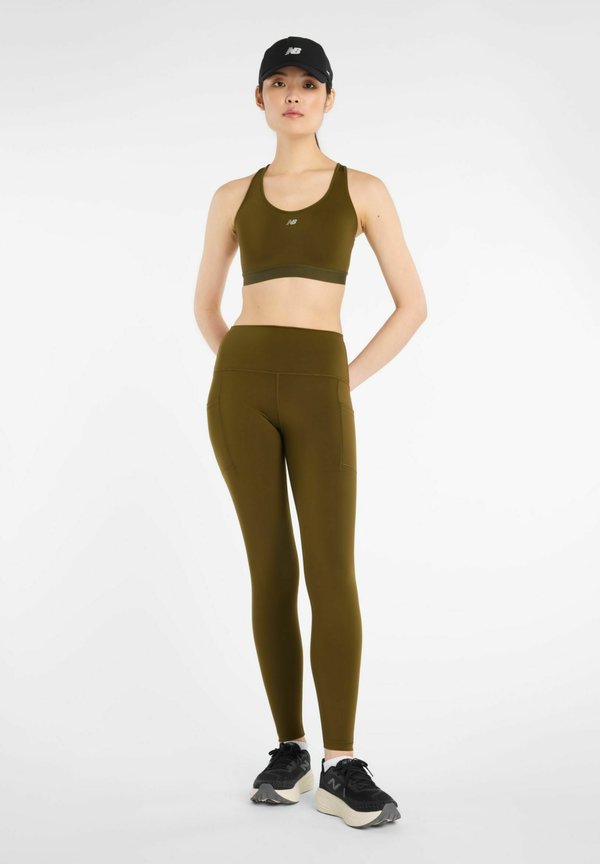 New Balance SLEEK POCKET HIGH RISE  - Leggings - woodland