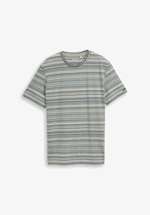 TOM TAILOR STRIPED  - Print T-shirt - olive orange multicolor stripe