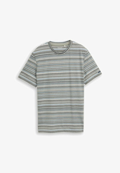 TOM TAILOR STRIPED  - Print T-shirt - olive orange multicolor stripe