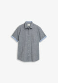TOM TAILOR TOM TAILOR BLUSEN & SHIRTS REGULAR FIT KURZARMHEMD MIT BRUSTTASCHE - Shirt - navy structure