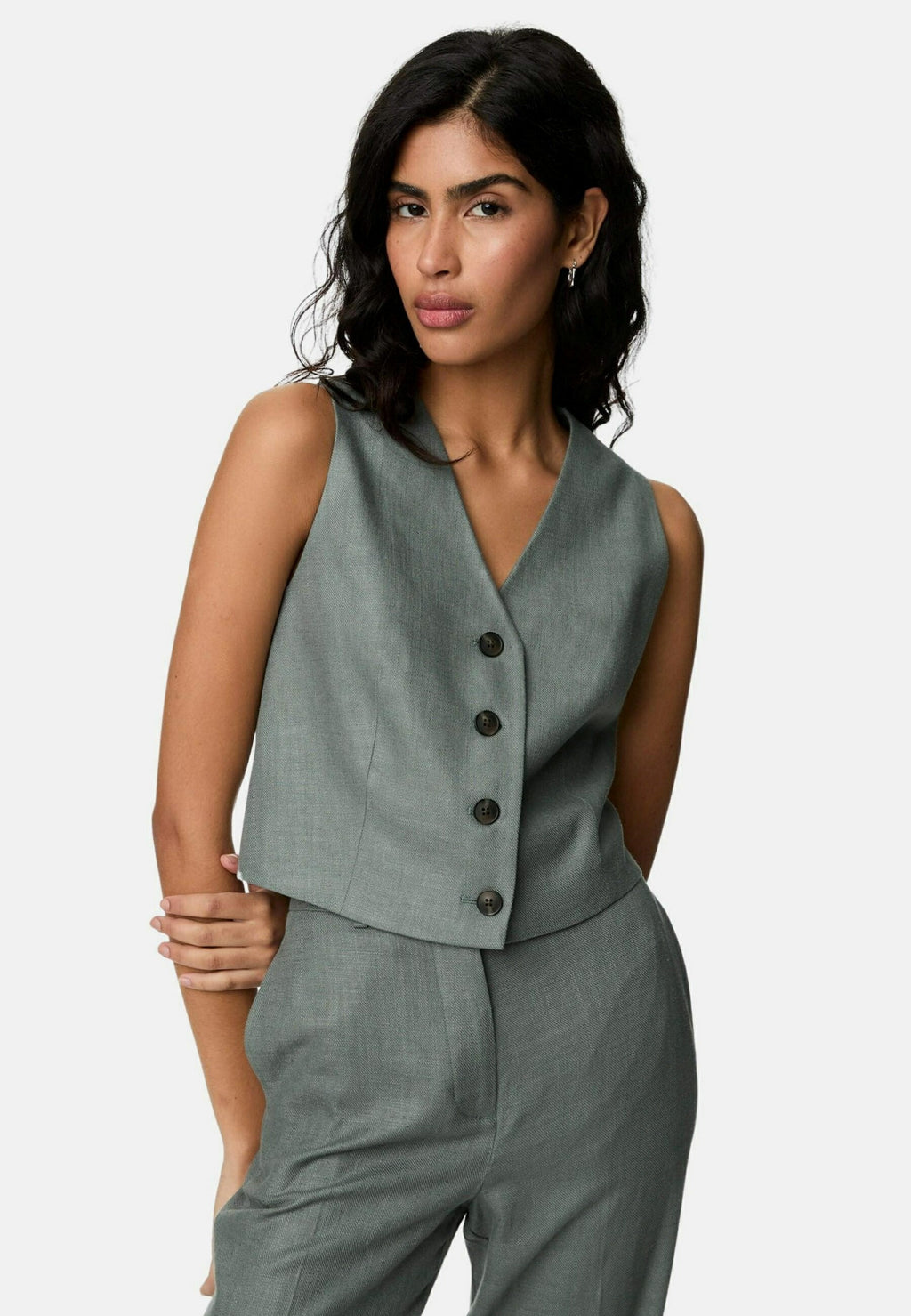 Marks & Spencer Linen Blend Tailored Vest