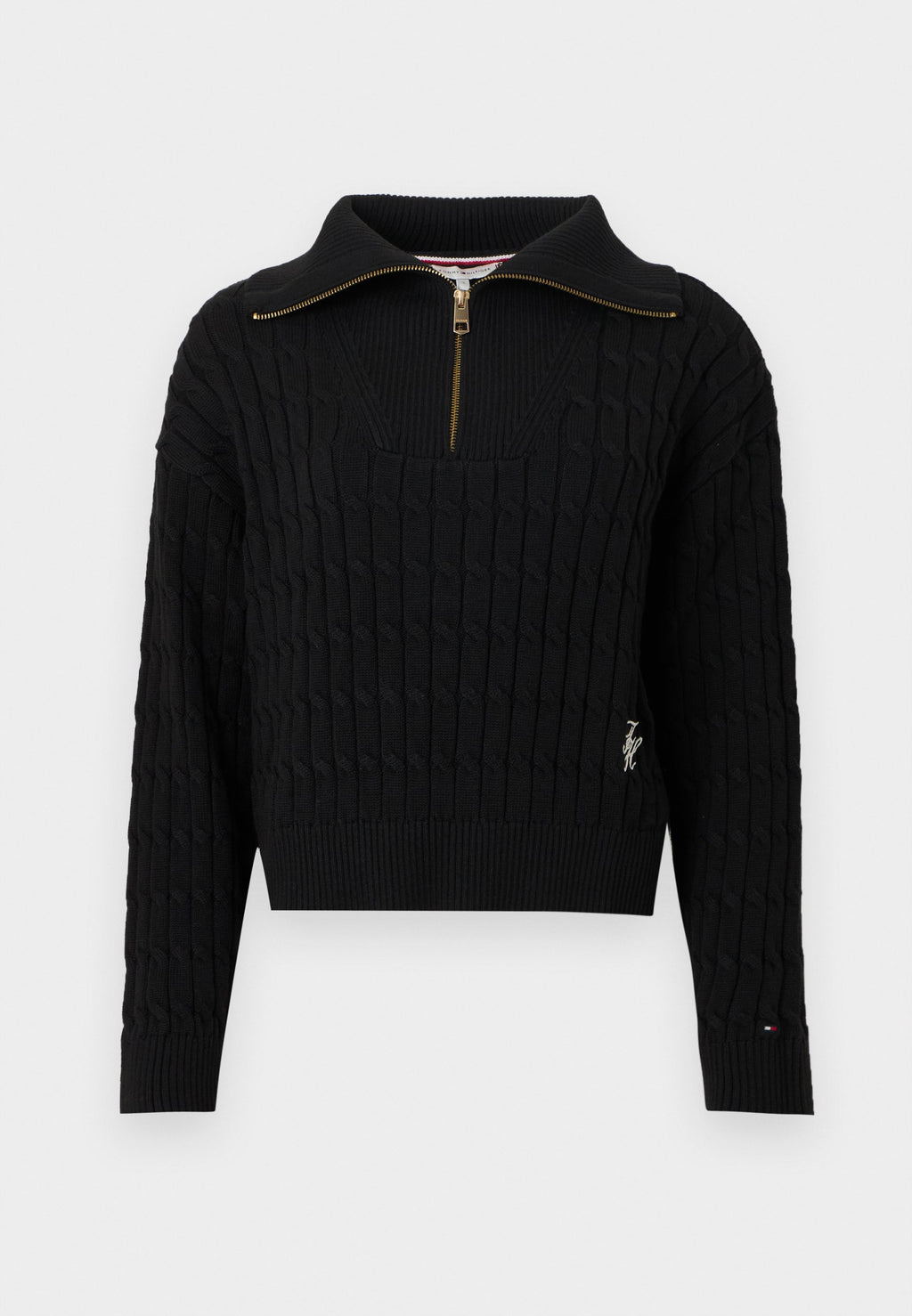 RELAXED CABLE KNIT HALF-ZIP JUMPER Media 1