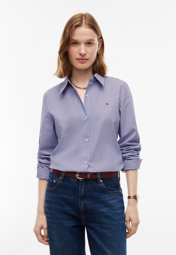 Tommy Hilfiger POPLIN REGULAR SHIRT - CORE SHIRTING - Button-down blouse - blue/burgundy