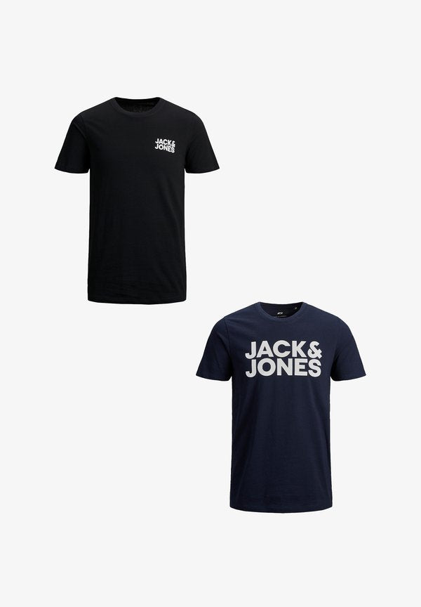 Jack & Jones LOGO PLUS SIZE RUNDHALS KURZARM ECORP 2PACK - Print T-shirt - weiß grau