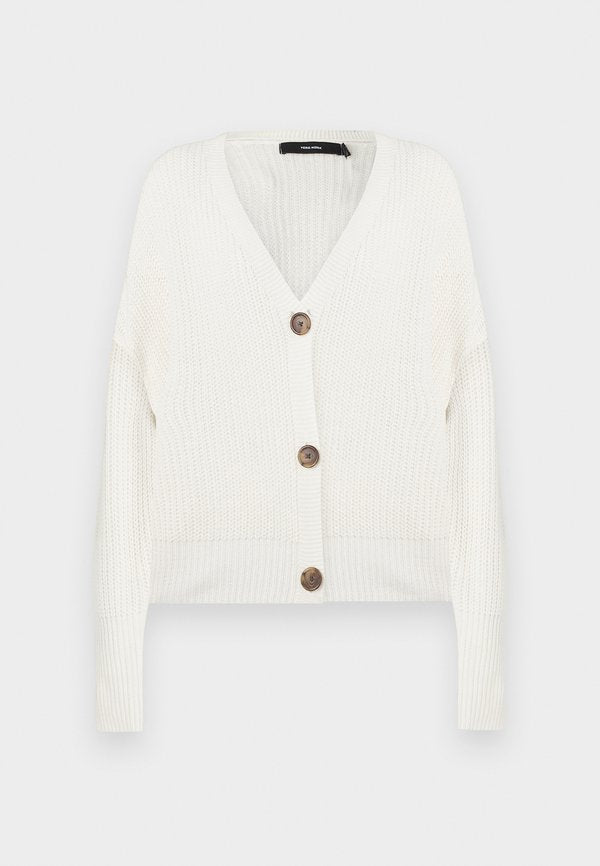 Vero Moda VMLEA V NECK CARDIGAN - Cardigan - cloud dancer
