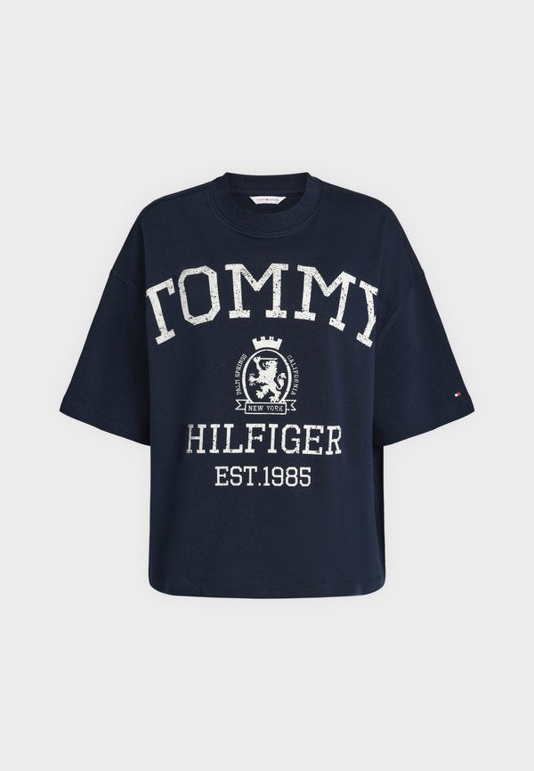 Tommy Hilfiger VARSITY CREST - Print T-shirt - dark night navy