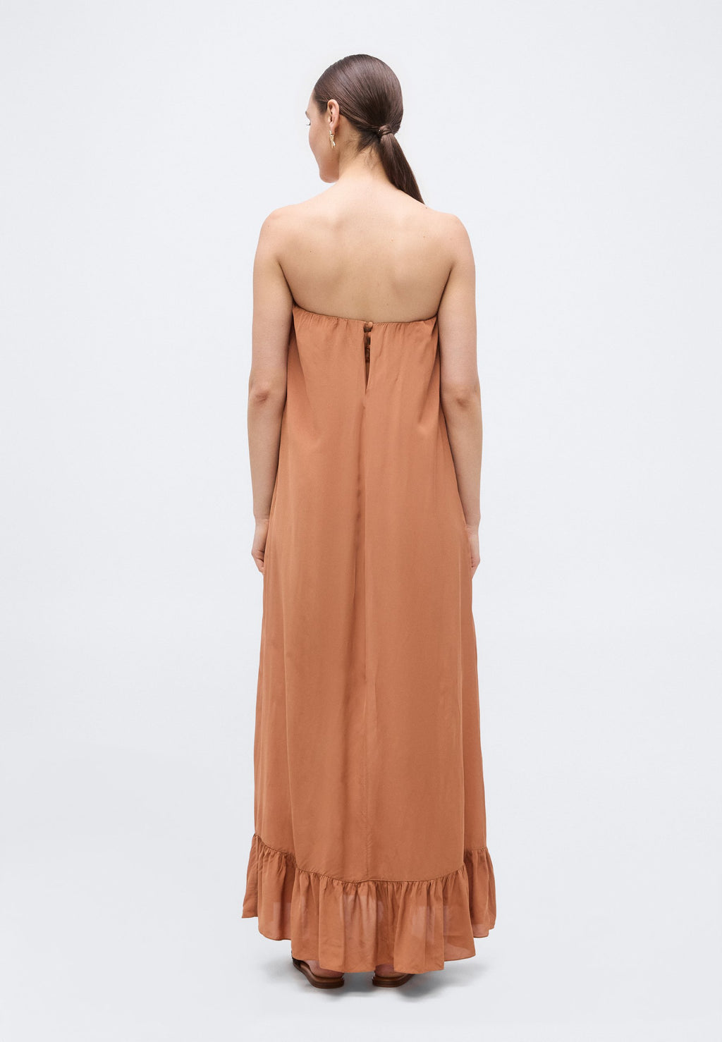 ADRIANA DEGREAS SOLID STRAPLESS LONG DRESS