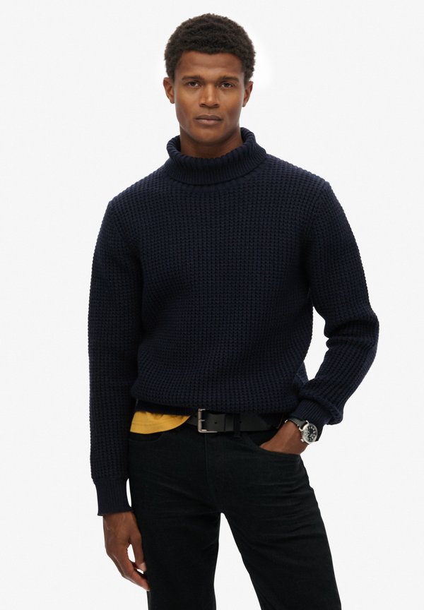 Superdry & Co THE MERCHANT STORE - TEXTURED ROLL NECK  - Jumper - navy