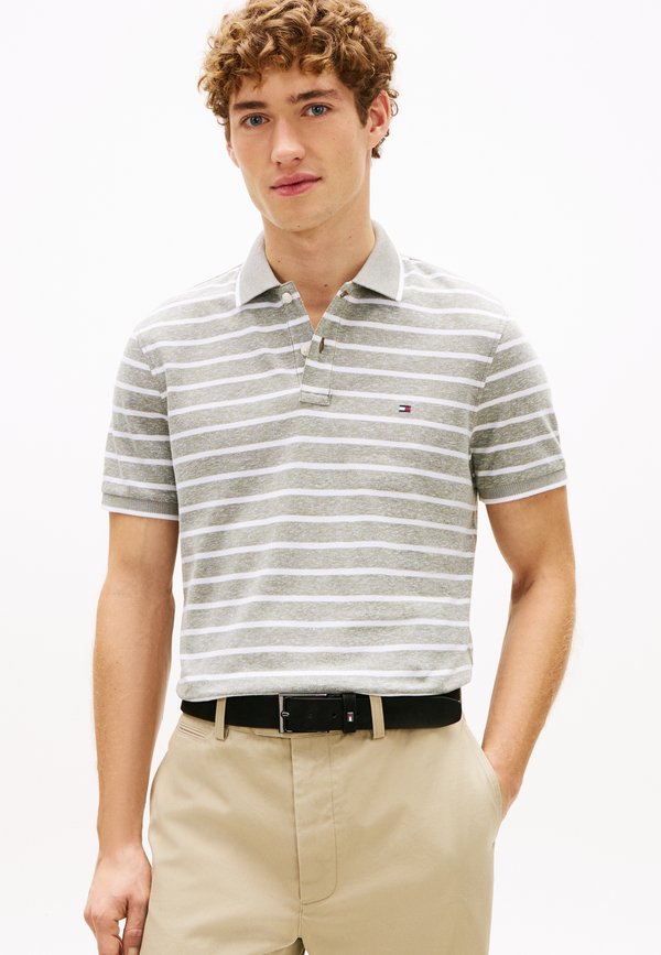 Tommy Hilfiger REGULAR FIT PIQUE POLO SHIRT WITH LINEN - Polo shirt - dark artichoke/white
