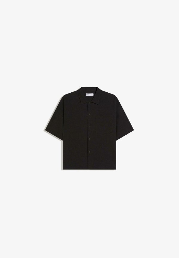 Bershka BOXY PLEATED - SHIRT  01112557 - Shirt - black