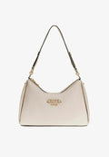 Guess ANISE DOUBLE ZIP SHOULDER BAG - Handbag - stone logo
