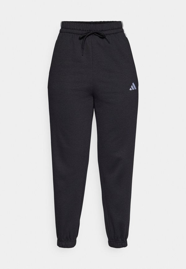 adidas Sportswear ESSENTIALS 3 STRIPES LOOSE PANTS - Tracksuit bottoms - black/white