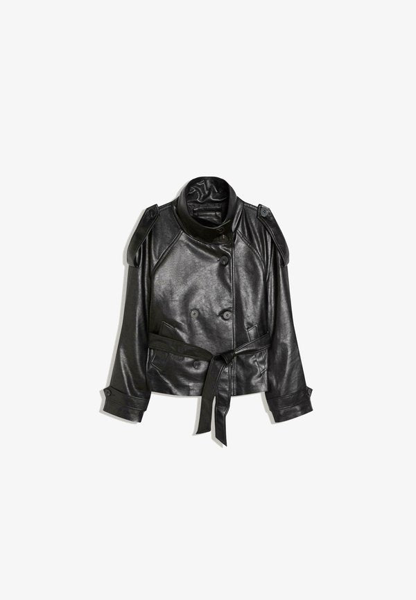Bershka Faux leather jacket - black