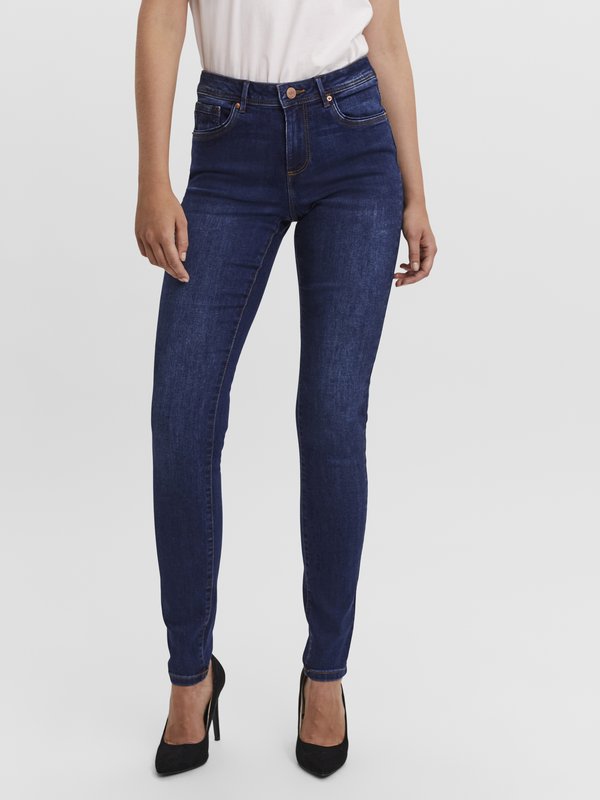 Vero Moda VMTANYA PIPING - Jeggings - dark blue denim