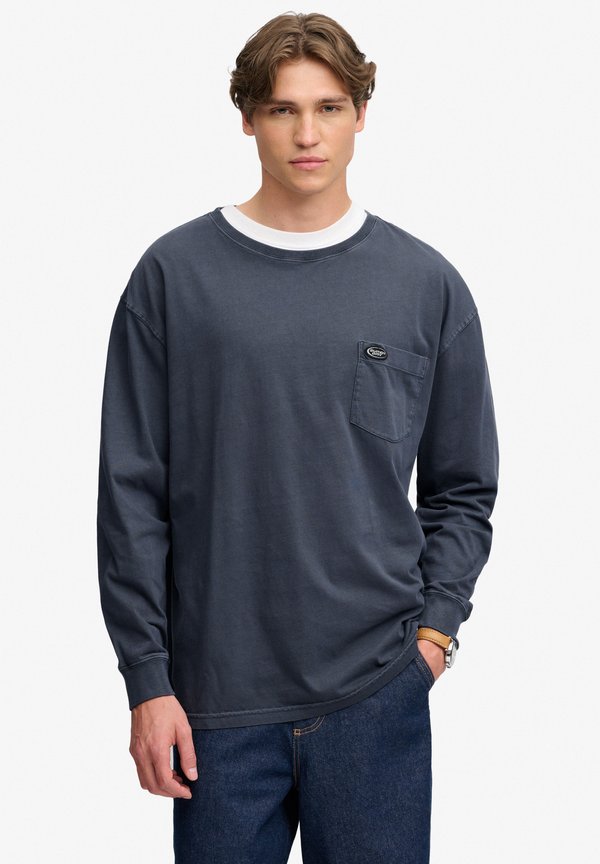 Superdry & Co SUPERDRY LONG SLEEVE POCKET T-SHIRT.. - Long sleeved top - ebony
