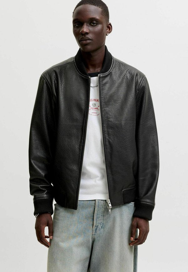 Jack & Jones Leather jacket - black