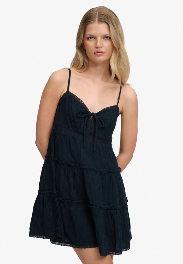 Superdry & Co SUPERDRY CHEESECLOTH TIERED MINI DRESS.. - Day dress - eclipse navy